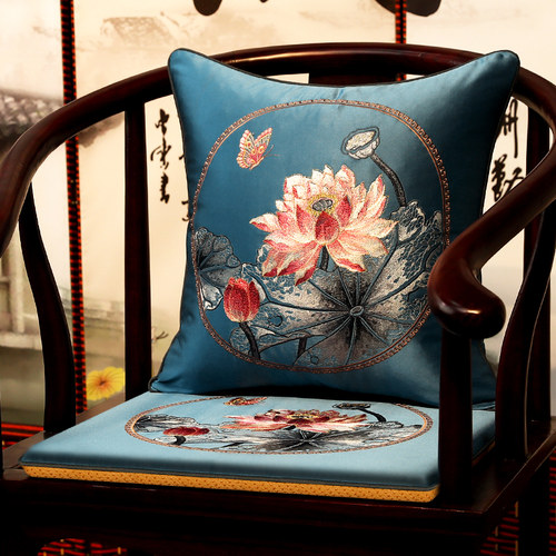新中式红木沙发坐垫椅垫刺绣防滑