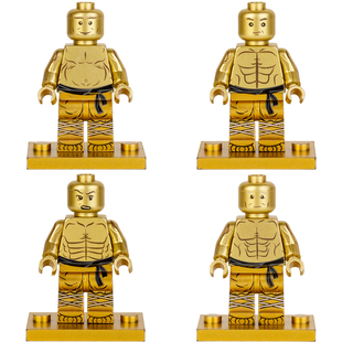 国产正品少林十八铜人电镀喷漆金色MOC拼装积木人仔玩具DX101-104