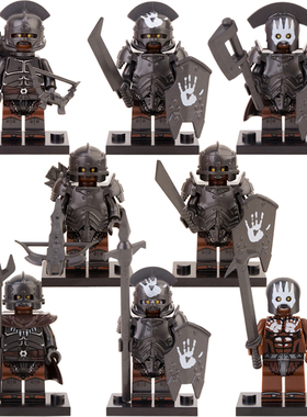 魔戒指环王强兽人狂战士KT1033中古士兵益智拼装积木人仔