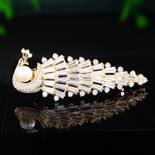 时尚欧美跨境风孔雀高端发饰弹簧夹小众设计感氧化锆发夹顶夹头饰