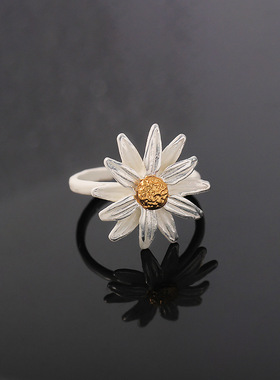 蒂梵克新品植物珠宝雏菊戒指开口可调节欧美风2026女流行戒指首饰