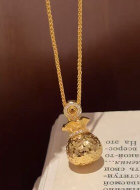 纯银S925CNC工艺碎冰冰钱袋子项链精致轻奢高级闪吊坠钱多多颈饰