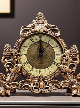 座钟客厅家用台式钟表欧式时钟摆件中式麋鹿复古美式时尚高端大气