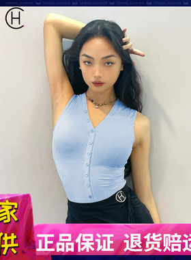 HC·DANCE拉丁舞连体上衣女新款无袖V领休闲国标舞练功服 DS1010