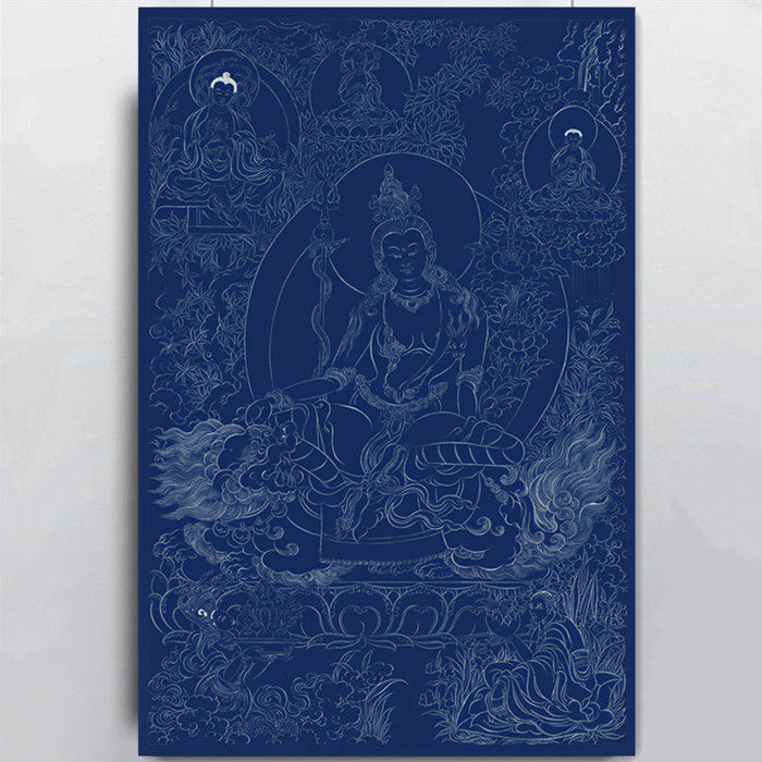 虚空藏手绘减压涂色画唐卡装饰画