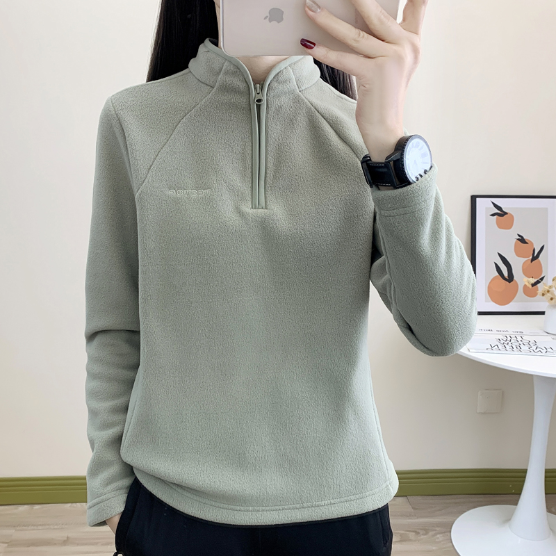 户外240g摇粒绒半开衫抓绒衣男女轻量化保暖卫衣徒步健身登山服装