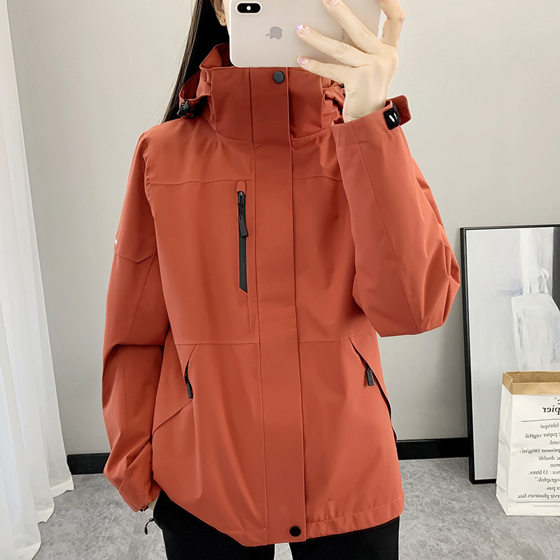 2024新款冲锋衣男抓绒内胆三合一外套女士防风防水登山服工作服