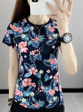 T2104户外印花显瘦快干短袖女轻薄透气户外跑步健身运动t恤