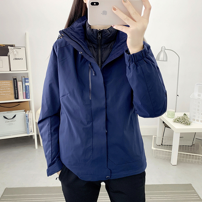 户外冲锋衣女款三合一可拆卸羽绒内胆防风防水旅行白鸭绒保暖外套