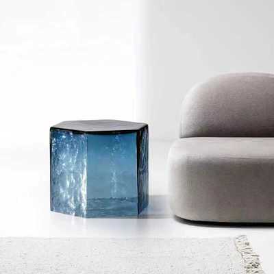 沙发六角玻璃边几轻奢清透极简风