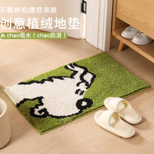 创意卡通浴室防滑地垫 入户门口地垫耐脏厨房卫生间吸水植绒脚垫