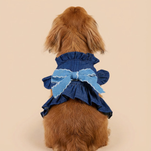 宠物狗狗衣服可爱春夏装 蝴蝶结牛仔裙
