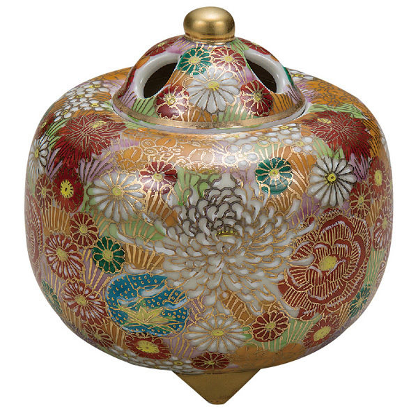 日本 九谷烧 香炉 3.2号 花诘 瓷器 原装进口熏香道具