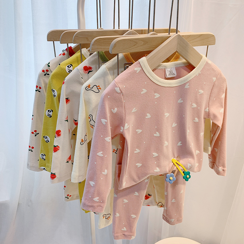 儿童家居服套装纯棉毛衫保暖内衣女童睡衣婴幼儿宝宝秋衣秋裤秋冬