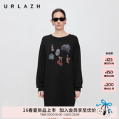 松弛度假风圆领印花卫衣连衣裙女 新款 商场同款 URLAZH有兰2026春季