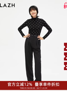URLAZH有兰新款黑色简约宽松显瘦直筒休闲裤女IM3PA27