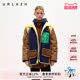 URLAZH有兰冬季 复古风休闲宽松拼接撞色连帽棉服马甲两件套女 新款