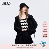 URLAZH有兰春秋新款 外套风衣女 黑色简约大气休闲宽松连帽短款