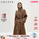 棕色羊毛大衣外套女 复古气质百搭纯色系带长款 URLAZH有兰冬季 新款