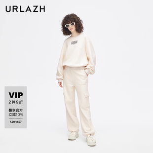 女 URLAZH有兰新款 米白色简约时尚 高街宽松休闲工装 卫裤