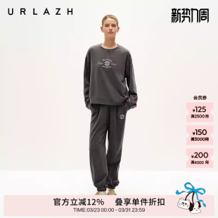 女 软糯毛巾布字母绣花束脚松紧腰休闲运动卫裤 URLAZH有兰冬季 新款