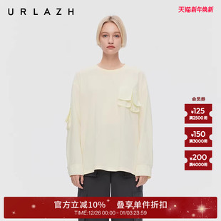 气减龄休闲宽松长袖 商场同款 元 新款 上衣T恤女 URLAZH有兰2025秋季