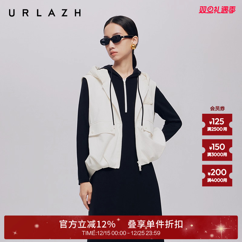 URLAZH有兰无袖连帽马甲外套