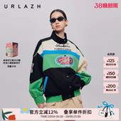 URLAZH有兰秋季 复古学院风拼色宽松机能风常青藤风衣外套女 新款