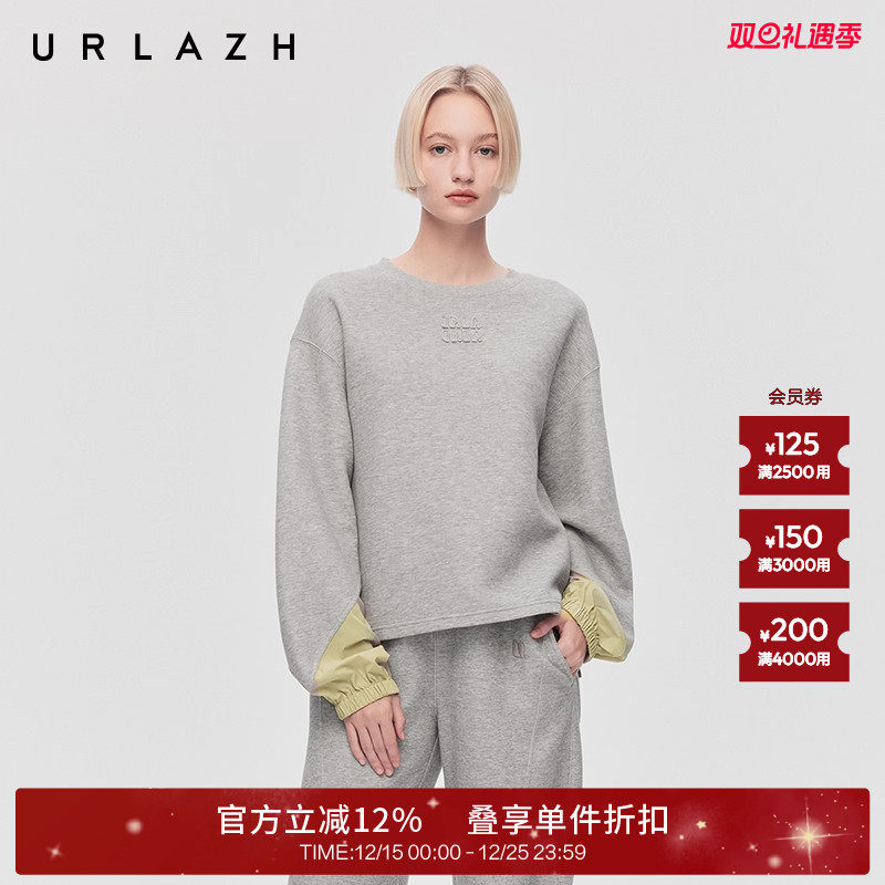 urlazh/有兰贴布绣花圆领卫衣