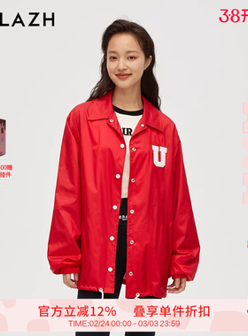 URLAZH有兰新款复古重工红色休闲宽松夹克外套IM3JA18