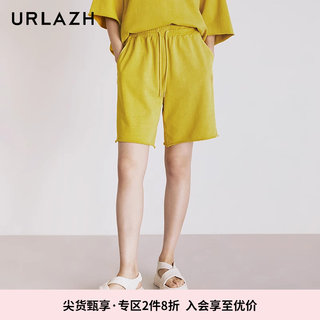 URLAZH有兰夏季新款复古水洗纯棉宽松直筒简约百搭运动休闲短裤女