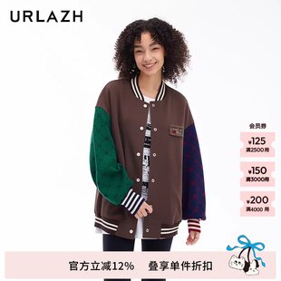 复古学院风休闲棒球服外套女LM3JA14 URLAZH有兰新款