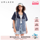 URLAZH有兰夏季 复古小众翻领随性设计感拼接廓形牛仔外套女 新款