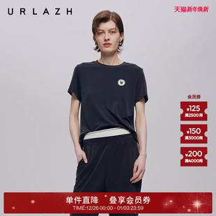T恤女 潮牌简约百搭舒适深灰正肩圆领休闲短袖 URLAZH有兰秋季 新款