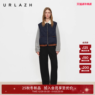 格纹蝴蝶结弯刀裤 商场同款 拼接腰头休闲裤 新款 URLAZH有兰2025冬季