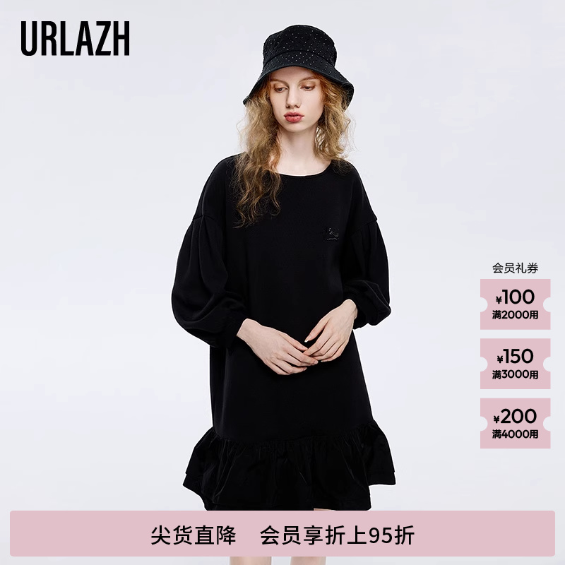 urlazh/有兰复古黑色连衣裙