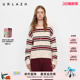 复古撞色条纹全羊绒圆领针织开衫 新款 URLAZH有兰2025冬季 商场同款