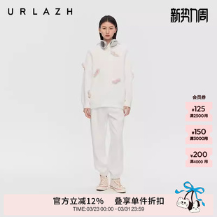 青春减龄百搭白色宽松束脚空气层休闲运动卫裤 URLAZH有兰春季 新款