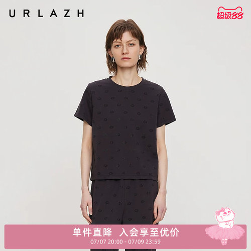 urlazh/有兰猫咪烫钻休闲T恤