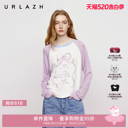 urlazh/有兰复古蝴蝶结长袖T恤