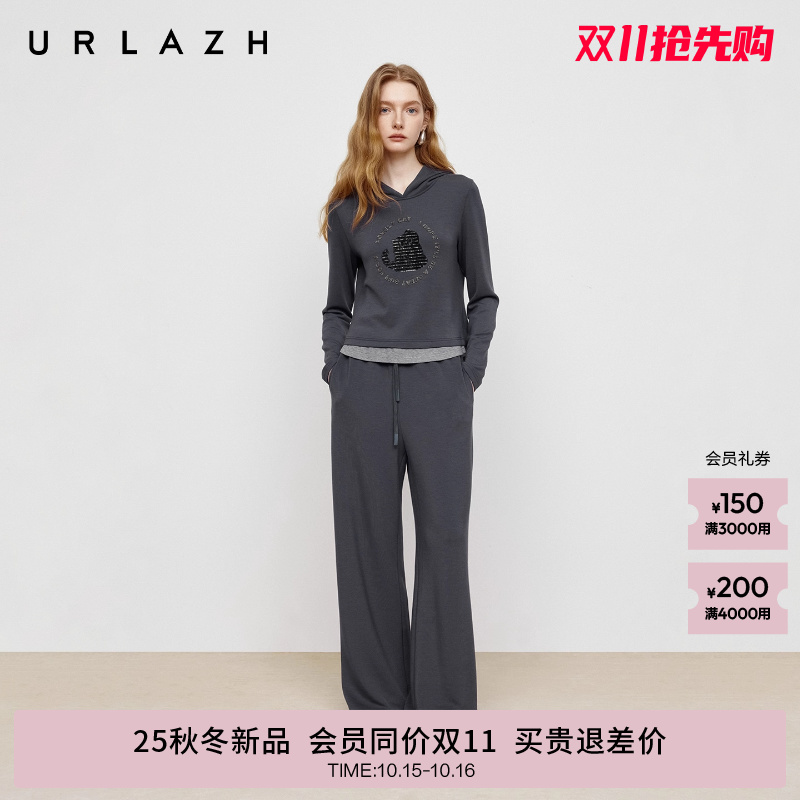 有兰松弛感碳灰高腰休闲裤