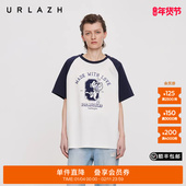拼色短袖 商场同款 T恤 美式 复古学院风薄款 URLAZH有兰2025夏季 新款