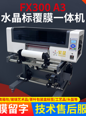 FX300 A3水晶标覆膜一体机 应用标签logo图案 水晶标UV转印贴
