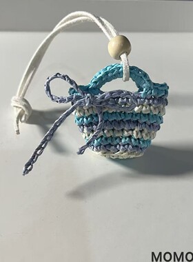 软糖美学彩色条纹编织小包挂件