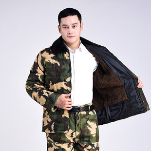 工作棉服迷彩上衣 迷彩棉衣外套加绒加厚棉袄男工装 秋冬款 中年男士