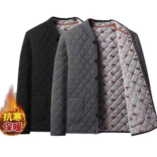 中老年男士 加厚棉服爸爸加绒保暖棉衣立领棉袄 驼绒棉袄防寒服冬季