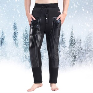 老人爸爸保暖裤 男加绒加厚高腰深档护膝宽松大码 中老年人棉裤 冬季