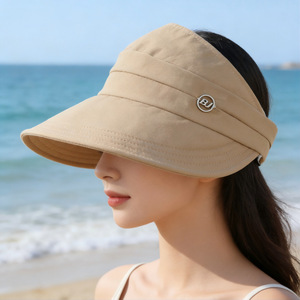 空顶遮阳帽子女夏季宽檐可扎马尾鸭舌帽防紫外线防晒帽百搭马术帽