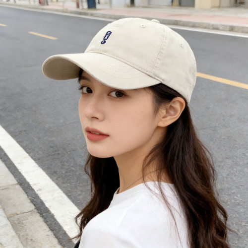 韩系简约百搭水洗刺绣棒球帽子女春夏季遮阳防晒显脸小百搭鸭舌帽