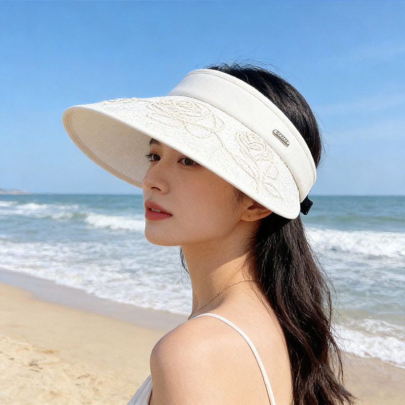 大檐可折叠空顶帽子女夏季韩版防紫外线防晒遮阳帽户外出游太阳帽